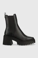 Botki damskie - Steve Madden sztyblety skórzane Parkway damskie kolor czarny na słupku - miniaturka - grafika 1