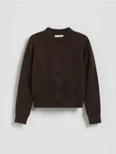 Swetry dla dziewczynek - Reserved - Kardigan z domieszką wełny - brązowy - miniaturka - grafika 1