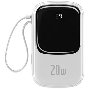 Baseus Qpow Digital Display powerbank z szybkim ładowaniem 20000mAh 20W QC/PD/SCP/FCP z wbudowanym kablem Lightning biały - Powerbanki - miniaturka - grafika 1