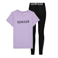 Legginsy - Calvin Klein Dziewczęcy dzianinowy zestaw piżamowy (S + legginsy) piżama, Frostedwisteria/W/PVhblack, 14-16 Lat - miniaturka - grafika 1