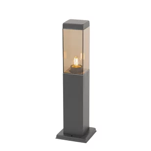 QAZQA Nowoczesna latarnia zewnętrzna ciemnoszara z dymem 45 cm - Malios - Lampy ogrodowe - miniaturka - grafika 1