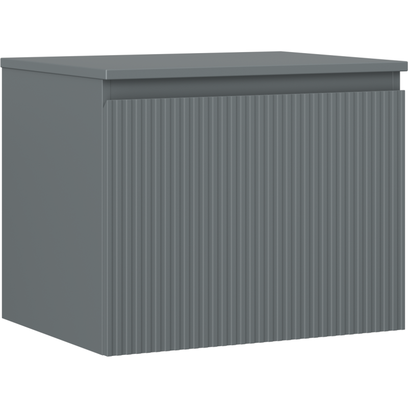 Mexen Rivel szafka łazienkowa podumywalkowa 60 cm z blatem, 1 szuflada, ryflowana , grafit mat - 91A20-06047-1-BFC66