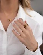 Pierścionki - Złoty warstwowy pierścionek ze stali chirurgicznej premium Paraiso Temira - miniaturka - grafika 1