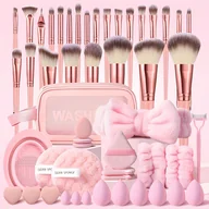 Gąbeczki do makijażu - TEMU Zestaw Narzędzi do Makijażu Twarzy, 51 szt./zestaw Różowy Zestaw Pędzli do Makijażu z Dużymi i Małymi Gąbkami Beauty Blender, Trójkątne Puszek, - miniaturka - grafika 1