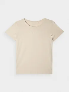Damski t-shirt z nadrukiem 4F 4FRAW24TTSHF2584 - beżowy - Koszulki sportowe damskie - miniaturka - grafika 1