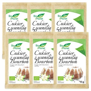 Bio Planet Cukier z wanilią bourbon Zestaw 6 x 15 g Bio - Żywność - Cukier i słodziki - miniaturka - grafika 1