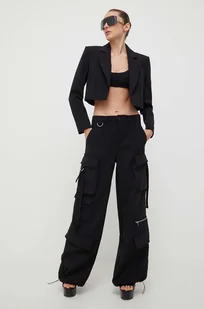 Patrizia Pepe spodnie damskie kolor czarny szerokie high waist - Spodnie damskie - miniaturka - grafika 1