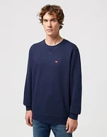 Bluzy męskie - felpa uomo wrangler 112350534 sign off crew blue - miniaturka - grafika 1