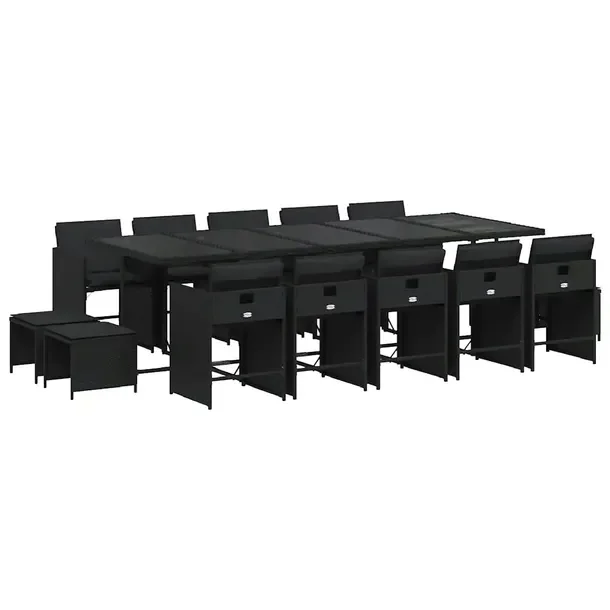 Zestaw Mebli Ogrodowych z Rattanu PE Czarny 275x106x73 cm