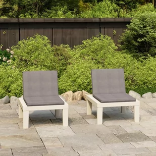 vidaXL Lumarko Krzesła ogrodowe z poduszkami, 2 szt., plastik, białe! 3059823 - Fotele i krzesła ogrodowe - miniaturka - grafika 1