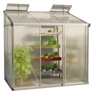 GFP szklarnia Eden 23 szklarnia przyścienna rama aluminiowa - 222x147 cm - grube panele poliwęglanowe ok. 10 mm - Szklarnie ogrodowe - miniaturka - grafika 1