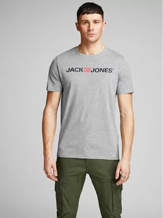 Koszulki męskie - Jones Jack T-Shirt Corp Logo 12137126 Szary Slim Fit - grafika 1