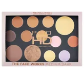 Bronzery i konturowanie twarzy - Revolution Makeup MAKEUP REVOLUTION - PRO HD THE FACE WORKS - MEDIUM DARK - Paleta do konturowania twarzy MAKPKTW-01 - miniaturka - grafika 1