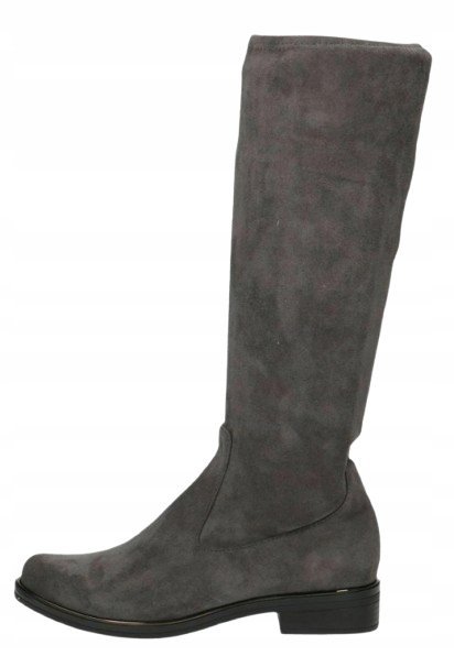 CAPRICE KOZAKI DAMSKIE SZARE DAMSKIE PŁASKI OBCAS Z ZAMKIEM 39 TLA