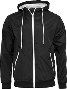 Build Your Brand Męska kurtka z kapturem, męska wiatrówka z zamkiem błyskawicznym, dostępna w wielu kolorach, rozmiary S - 5XL, wielokolorowy (Blk/Wht 00050), 4XL - Kurtki męskie - miniaturka - grafika 1