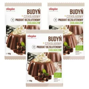 Amylon Budyń czekoladowy bezglutenowy Zestaw 3 x 40 g Bio - Budyń - miniaturka - grafika 1