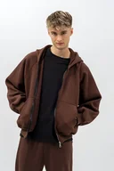 Bluzy męskie - Bluza z kapturem na zamek ,,BERET czekolada - miniaturka - grafika 1