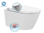 Miski WC - SAPHO - Miska wisząca WC VEEN CLEAN RIMLESS ze zintegrowanym elektronicznym bidetem i deską 37x59,3 cm kolor BIAŁY VE421 - miniaturka - grafika 1