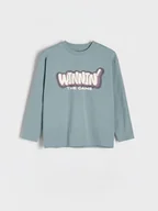 Bluzki dla chłopców - Reserved - Bawełniany longsleeve - jasnoniebieski - miniaturka - grafika 1