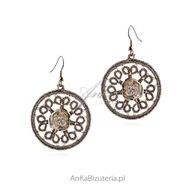 Kolczyki - ankabizuteria.pl Kolczyki frywolitka handmade z białą różą - miniaturka - grafika 1