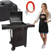 Grille gazowe - GRILL GAZOWY DEKRAFT CZARNY 3+1 PALNIKI RUSZT ŻELIWNY + POKROWIEC - miniaturka - grafika 1