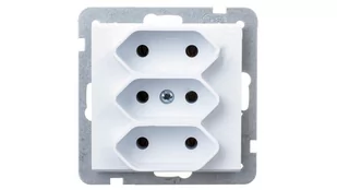 LEDart potrójne EURO, na płaskie wtyczki, bez uziemienia, bez ramki - Ospel Sonata GP-3R/m/00, kolor biały, 16A/250V - Gniazdka elektryczne - miniaturka - grafika 1