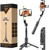 Selfie stick - Kijek do selfie, tripod z lampą LED Bluetooth, Supero - miniaturka - grafika 1