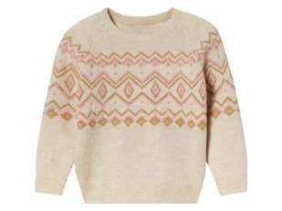 lupilu® Sweter dziecięcy z okrągłym dekoltem (110/116, Beżowy) - Swetry dla dziewczynek - miniaturka - grafika 1