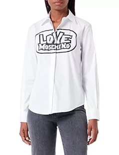 Love Moschino Damska koszulka o regularnym kroju z długim rękawem z nadrukiem Maxi Skate Print, optical white, 42 - Koszulki i topy damskie - miniaturka - grafika 1