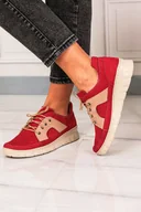 Półbuty damskie - Czerwone półbuty skórzane sznurowane Casu 0578 - miniaturka - grafika 1