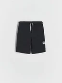 Spodnie i spodenki dla chłopców - Reserved - Bawełniane szorty - czarny - miniaturka - grafika 1