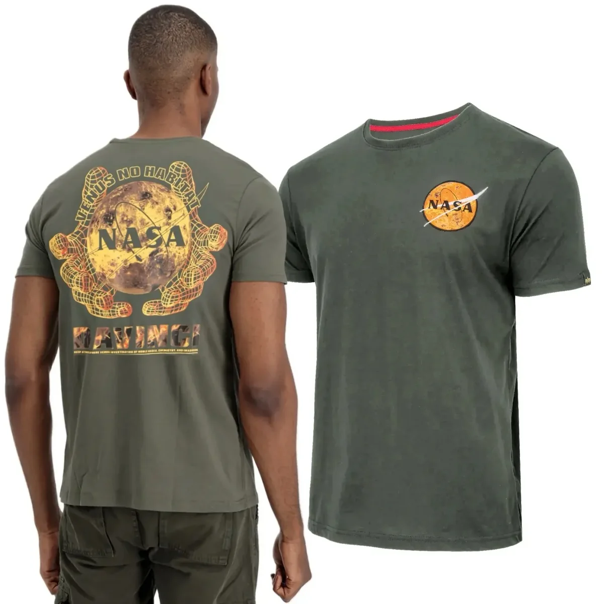 Koszulka Alpha Industries NASA Davinci T 136508 142 - Zielona XXL [XXL]