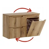 Szafki łazienkowe - Szafka łazienkowa Nova 100 cm dab Evoke z blatem kosz na pranie - miniaturka - grafika 1