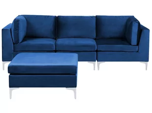 Sofa modułowa 3-osobowa z otomaną welurowa niebieska EVJA - Sofy i kanapy - miniaturka - grafika 1