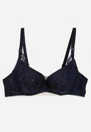 Biustonosze - Granatowy Biustonosz Full Cup Ozdobiony Koronką Moassis - Renee - miniaturka - grafika 1