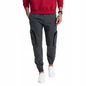 Spodnie męskie - Męskie spodnie JOGGERY cargo grafitowe V6 OM-PAJO-0135 M - miniaturka - grafika 1