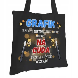 Torba Bawełniana dla Grafika Czarna Na Prezent Ekologiczna Trwały Nadruk - Torby i wózki na zakupy - miniaturka - grafika 1