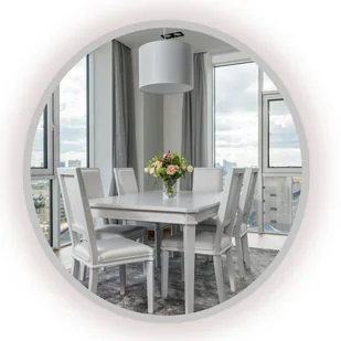 LUSTRO LED PODŚWIETLANE DO ŁAZIENKI TOALETKI SREBRNE OKRAGŁE W RAMIE 75 CM - Lustra LUSTRO LED PODŚWIETLANE DO ŁAZIENKI TOALETKI SREBRNE OKRAGŁE W RAMIE 75 CM - Lustra - miniaturka - grafika 1