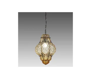 SIRU-Żyrandol na łańcuchu CLASSIC 1xE27/60W/230V śr. 30 cm beżowy/czarny Szkło weneckie - Lampy sufitowe - miniaturka - grafika 1
