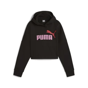 Młodzieżowa bluza o skróconym kroju z kapturem i logo Essentials PUMA Black - Odzież sportowa dziecięca - miniaturka - grafika 1