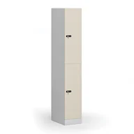 Szafki biurowe - Szafka ubraniowa ze schowkami, 2 schowki, 1850 x 300 x 500 mm, zamek mechaniczny z kodem, drzwi laminowane, brzoza - miniaturka - grafika 1
