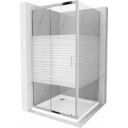 Kabiny prysznicowe - Mexen Apia kabina prysznicowa rozsuwana 90x90 cm, pasy, chrom + brodzik Flat - miniaturka - grafika 1