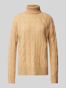 Sweter z dzianiny z golfem - Swetry damskie - miniaturka - grafika 1