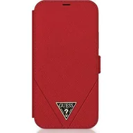 Etui i futerały do telefonów - Guess GUFLBKP12SVSATMLRE iPhone 12 mini 5,4" czerwony/red book Saffiano - miniaturka - grafika 1