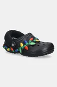 Kapcie damskie - Crocs kapcie Classic Lined Holiday Lights Clog kolor czarny 212054 - miniaturka - grafika 1