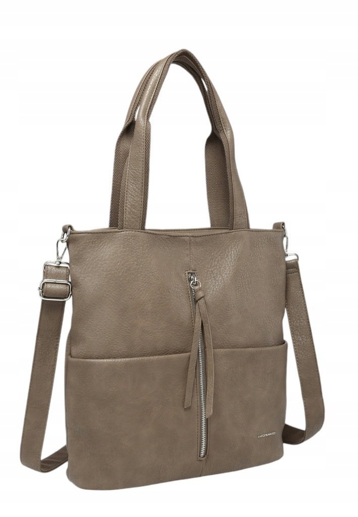 Stylowa Torebka Damska Shopper Beż Format A4 LUIGISANTO V0427-4 Taupe