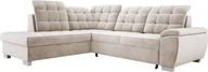 Narożniki - Narożnik LOTTA w tkaninie SALVADOR, wymiary 258x212cm - Elegancki design, wszechstronna funkcja spania i solidny schowek do salonu Układ mebla lewostronny Kolor: BEŻOWY - miniaturka - grafika 1
