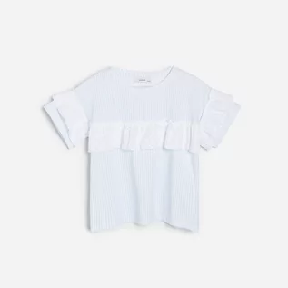 Bluzki dla dziewczynek - Reserved Reserved - Bluzka z ażurową ozdobą - Biały - grafika 1
