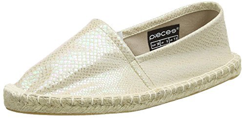 PIECES Damskie buty Haisha espadryle Irridescent Snake Wht Espadryle, biały - biały Bright White - 42 EU