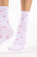 Rajstopy - Bawełniane skarpety damskie białe w motyw serc Loves, Kolor biało-różowy, Rozmiar 36-41, Fiore - Intymna - miniaturka - grafika 1